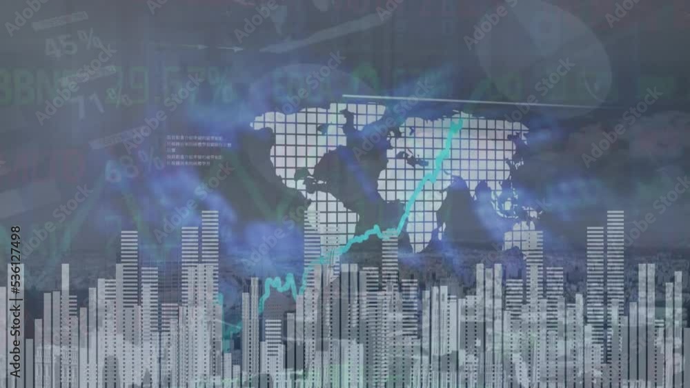 Poster animation of data processing over world map