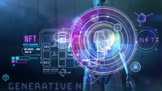 The robot creates an NFT collection in the virtual space