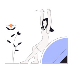 A linear character illustration of resting 