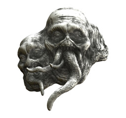 3D render of double headed monster with tentacles isolated