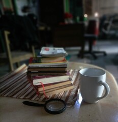 cup of coffee and book