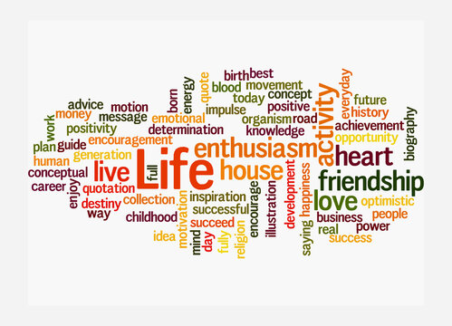 Word Cloud with LIFE concept, isolated on a white background