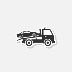 Obraz premium Towing truck van with car sign sticker isolated on white background