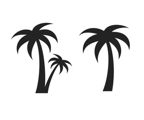 Palm trees silhouette vector. Palm tree icon set