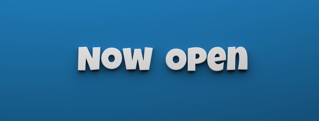 Now open lettering ad banner for website. 3D Render illustration
