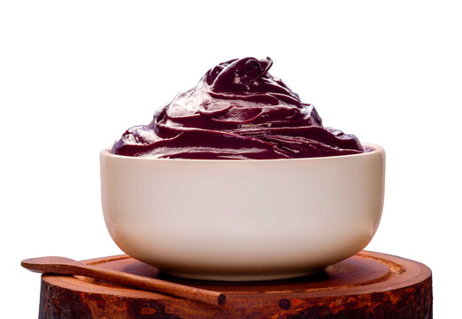 Brazilian Acai Into a Bowl isolated on tranparent background