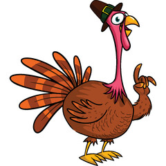 Cartoon happy cute thanksgiving turkey bird. Vector illustration isolated. Design for Thanksgiving Day