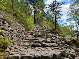 Fototapeta premium Hiking to Pulpit Rock, Stavenger Norway