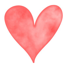 Watercolor red heart hand drawn illustration