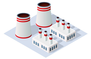 Landscape of industrial objects plant, factories, 3d illustration