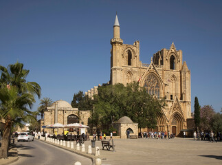 Lala Mustafa Pasha Mosque - Cathedral of Saint Nicholas at Namik Kemal square in Famagusta. Cyprus