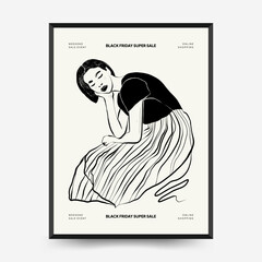 Modern abstract women. Minimalism concept. Female body, fashion. Matisse style. . Contemporary silhouette of woman. Hand drawn trendy vector posters, illustrations for print.
