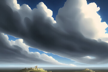 Cloudy Field Horizon