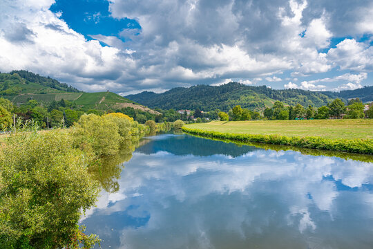 The river Kinzig near Gengenbach, Kinzig Valley, Ortenau. Baden Wuerttemberg, Germany, Europe