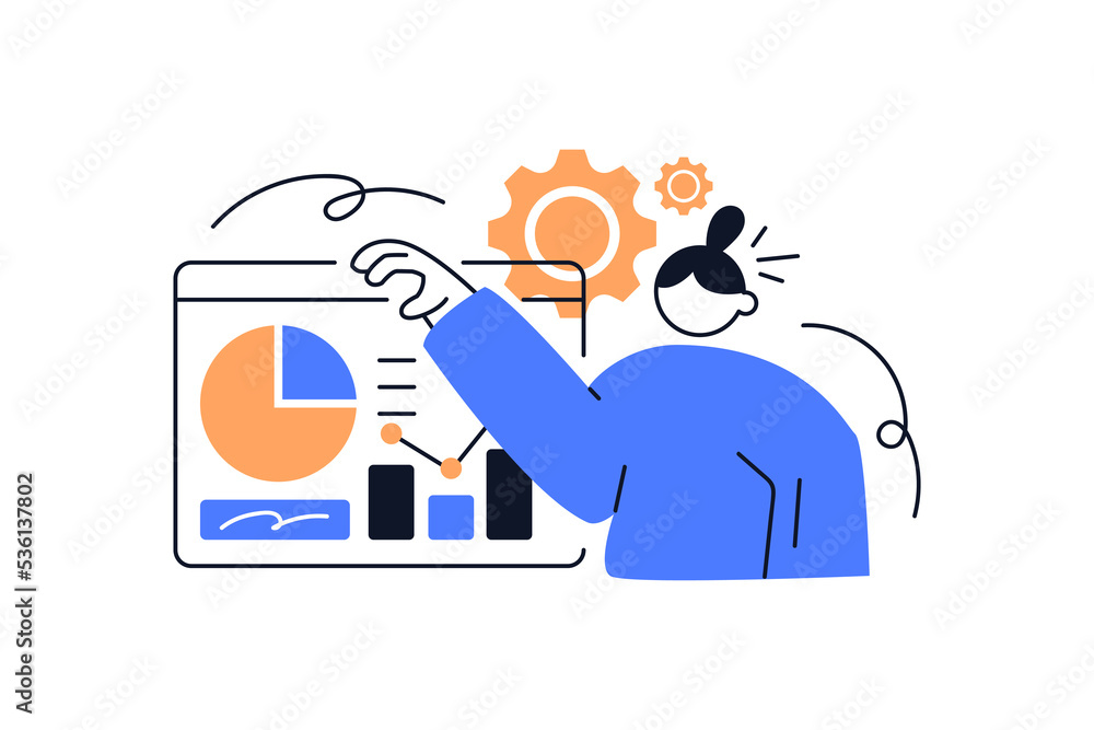 Aufkleber flat vector design statistical and data analysis for business finance investment concept. flat vecto