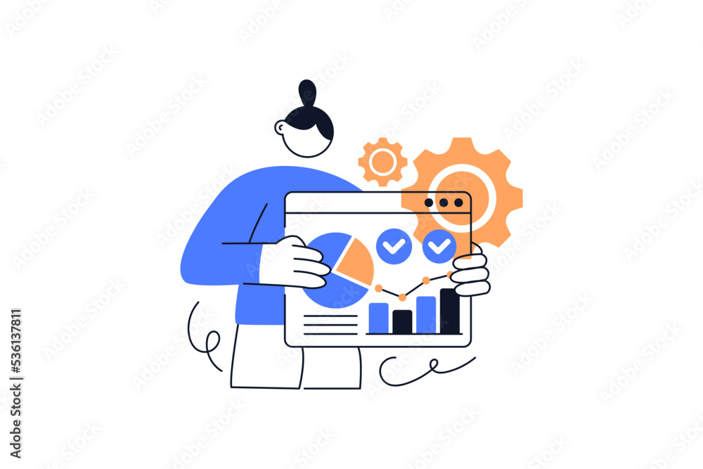 Poster flat vector design statistical and data analysis for business finance investment concept. flat vecto
