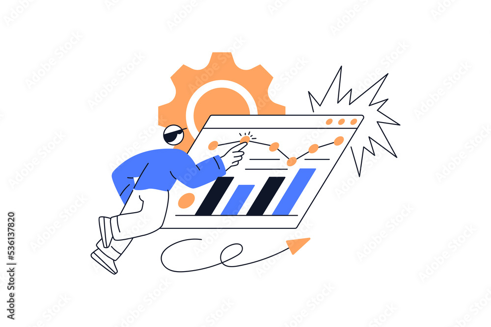 Poster flat vector design statistical and data analysis for business finance investment concept. flat vecto