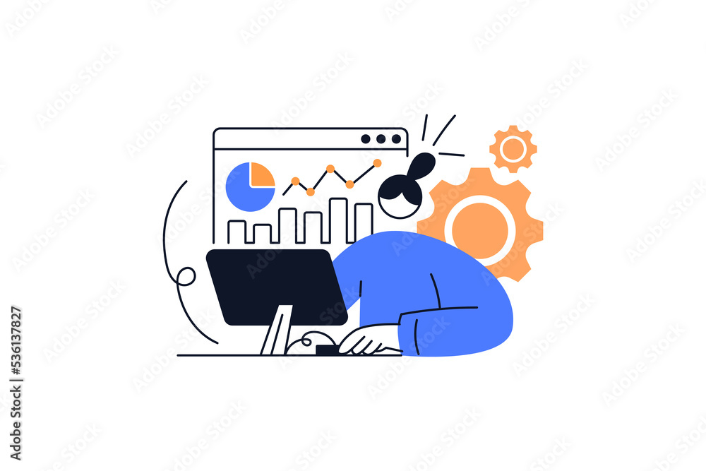 Poster flat vector design statistical and data analysis for business finance investment concept. flat vecto