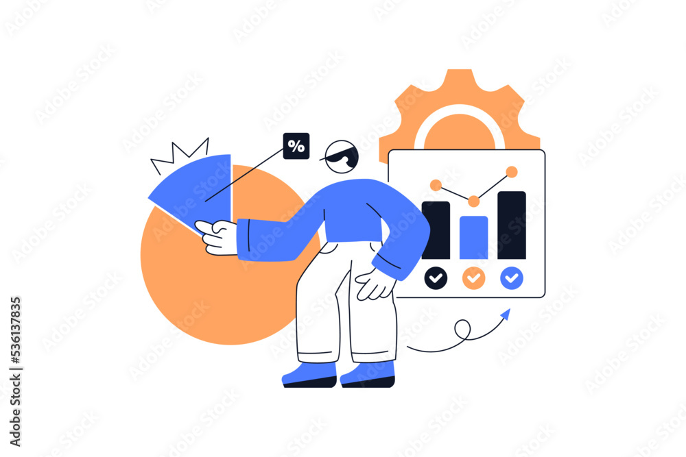 Aufkleber flat vector design statistical and data analysis for business finance investment concept. flat vecto