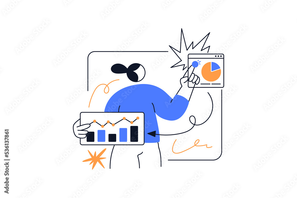 Aufkleber flat vector design statistical and data analysis for business finance investment concept. flat vecto