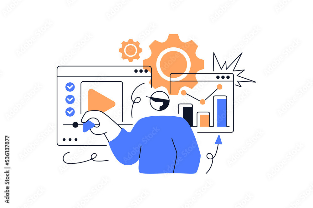 Aufkleber flat vector design statistical and data analysis for business finance investment concept. flat vecto