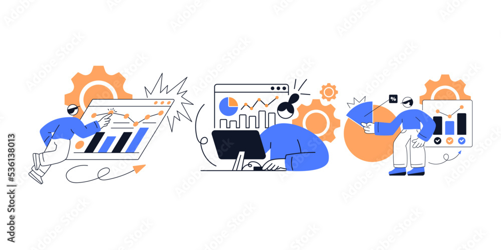 Poster flat vector design statistical and data analysis for business finance investment concept. flat vecto