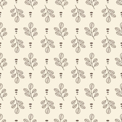 Abstract seamless pattern with flowers on a beige background. Decorative background of wavy plants. Banner, fabric, textile, packaging, design.