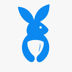 Rabbit Shield Logo Negative Space Concept Vector Template. Rabbit Holding Shield Symbol