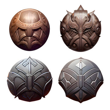 Game Assets Pack Of 4x Unique High Quality Shields