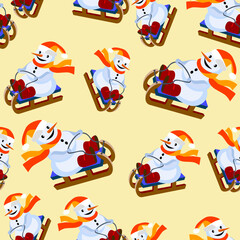 Vector - sladepartie with snowman seamless pattern.