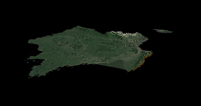 France map rotate 360 loop ccw with 3d relief 4K satellite ground height