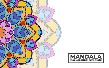 Vector background template with ornamental mandala pattern design,  Decorative flower mandala banner with place for texts
