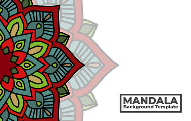Vector background template with ornamental mandala pattern design,  Decorative flower mandala banner with place for texts