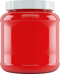Protein jar red plastic supplement for fitness food