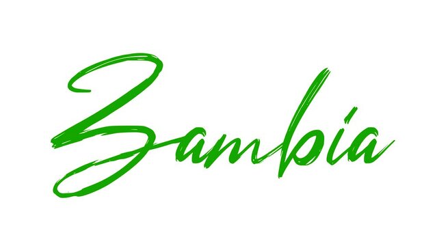 Zambia colorful text sketch writing video animation 4K