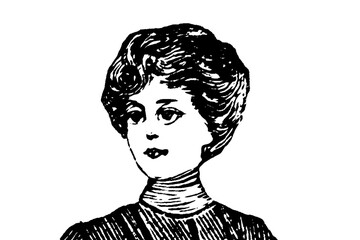 Portrait of a woman - Vintage Illustration in engraving style