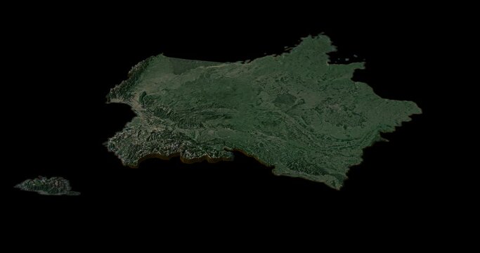 France east to west map with 3d relief 4K satellite ground height