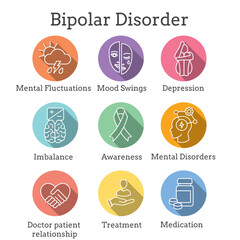 Bipolar Disorder or Depression BP Icon Set Showing Mental Health Issue Symptoms