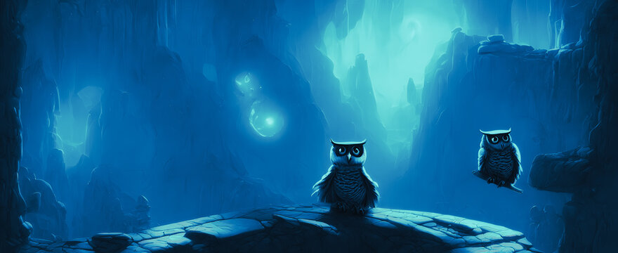 Artistic concept painting of a owl hunter, background illustration.