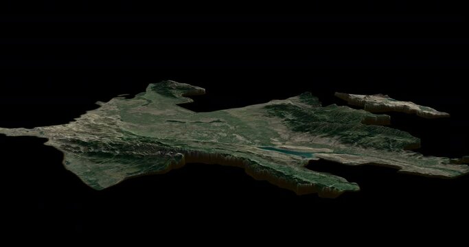 Azerbaijan map rotate 360 loop ccw with 3d relief 4K satellite ground height