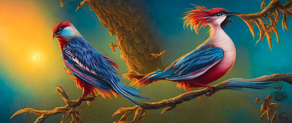Naklejka premium Artistic concept painting of a cute bird , background illustration.