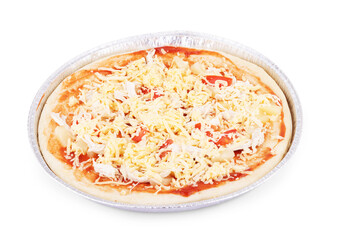 Frozen Pizza on Wood Cutting Board