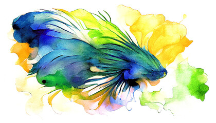 Painting betta fish with watercolor, abstract