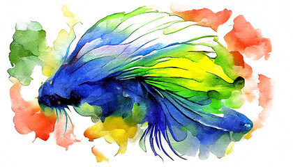 Painting betta fish with watercolor, abstract