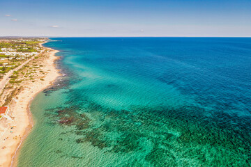 Spiaggia di Piri Piri, Campomarino di Maruggio, Salento, Puglia, vista aerea
