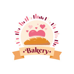 Logo bakery design with cute love light symbols illustration