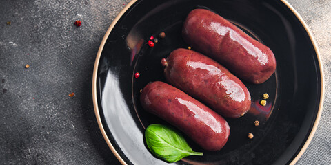black pudding bloody sausage meat meal food snack on the table copy space food background 