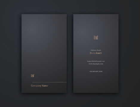business card, dark gold and white vertical card name, vertical luxury editable business card template
