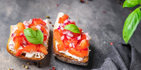 bruschetta tomato basil snack sandwich vegetable healthy meal food snack on the table copy space food background 