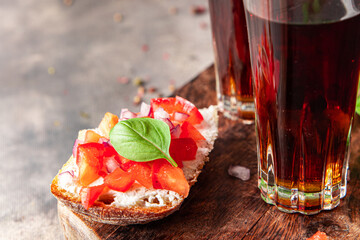 bruschetta tomato basil snack sandwich vegetable healthy meal food snack on the table copy space food background 